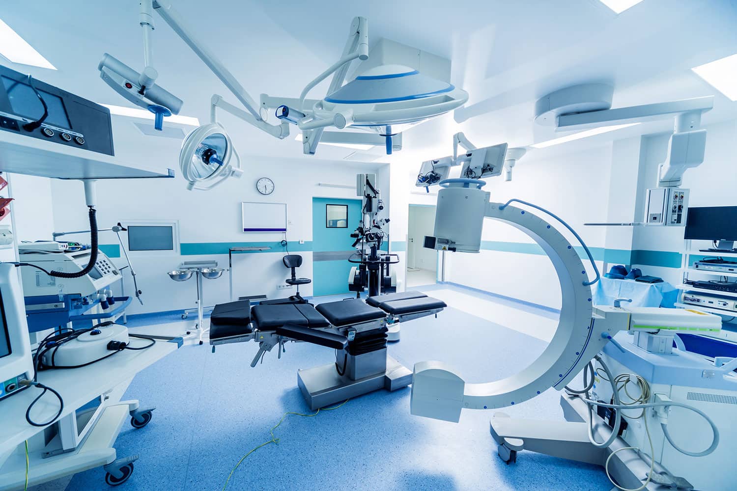 Hospital operating theatre with biomedical equipment